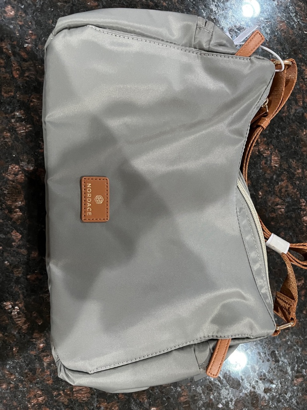 Nordace Gray Crossbody with Brown Trim NWT